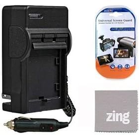 OLYMPUS TG-1 iHS Digital Camera Battery Charger - AC & DC Compatible Travel Battery Charger + Cleaning Cloth And LCD Screen Protector