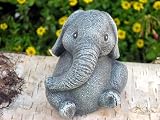 Steinfigur Elefant klein Steinguss Schiefergrau