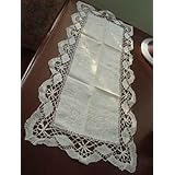 Vintage Hand Embroid/Bobbin Lace Table Runner 12'x28'
