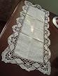Vintage Hand Embroid/Bobbin Lace Table Runner 12"x28"