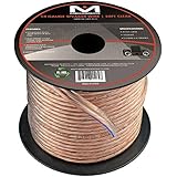14AWG 2-Conductor Speaker Wire (50 Feet, Clear) by Mediabridge - Spooled Design with Sequential Foot Markings (Part# SW-14X2-50-CL )