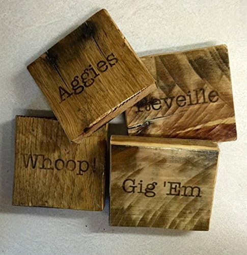 Gig 'em/Aggies/Reveille/whoop Rustic Texas A&M Pallet Wood Coasters