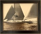Framed Vintage Sailboat Sailing Nautical Sepia Picture