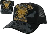 SMET by Christian Audigier Ed Hardy Mens Womens Unisex Trucker Hat Cap Black/Charcoal/Gold