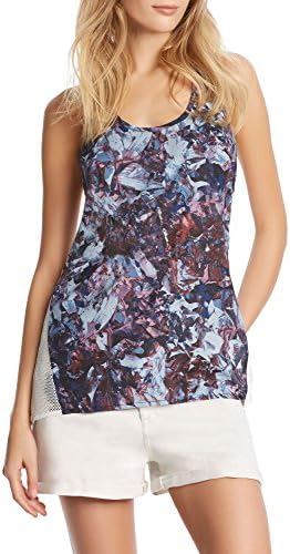 Kiind Of Womens Motta Mixed Media Tank Top-Medium Dusty Blue/ Multi