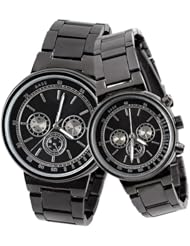 Orient Idea Ori-0273E Pair of Stainless Steel Quartz Watch with 3 Decorative Sub-dials for Lovers Couples - Black