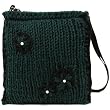 Winter 3 Flower Knit Handbag Shoulder Body Bag Teal with Black