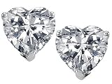 3.00 cttw 14K White Gold Plated 925 Sterling Silver Genuine Heart White Topaz Earring Studs