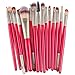 Sankuwen 15PCs Wool Makeup Brush Set Tools Toiletry Kit