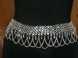 Women Fashion Belly Dancing Coin Silver Metal Dangling Coins Chains Hip Belt