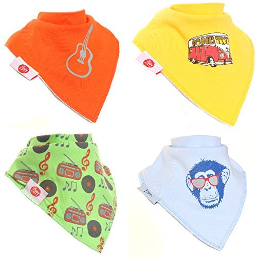 Zippy Fun Baby Bandana Drool Bibs (4 Pack Gift Set) Retro Cool