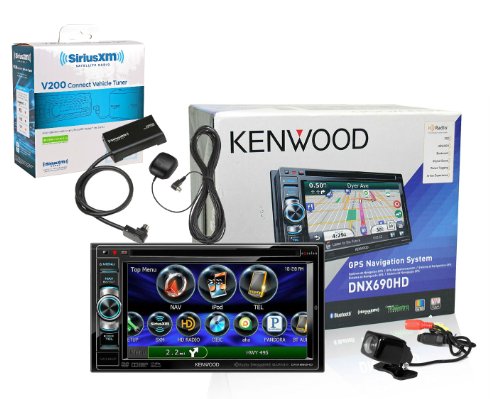 Kenwood DNX690HD 6.1" Touchscreen DVD CD Receiver w/ Backup Camera JCAM1 and SiriusXM Tuner SXV200V1