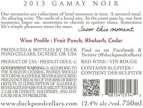 2013 Duck Pond Cellars Gamay Noir Willamette Valley 750 mL