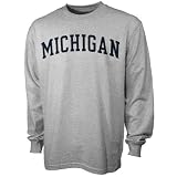 Michigan Wolverines Ash Vertical Arch Long Sleeve T-shirt