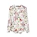 Ostart Womens V-neck Floral Print Roll up Loose Chiffon Shirt Blouse Tops (M)