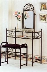 Black Heart Shape Vanity Set With Clear Glass Shelf