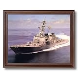 USS Cole DDG 67 Guided Missile Destroyer Naval Ship Military Wall Picture Cherry Framed Art Print