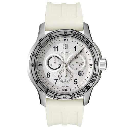 Zodiac Men's ZO3909 Streamline Racer Collection Chronograph White Rubber Watch