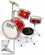 TKO 3-piece Kids/Children's Junior Drum Set with Seat & Sticks - Metallic Red (FOR AIR EXPRESS SHIPPING SEE "SHIPPING INFORMATION")