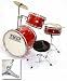 TKO 3-piece Kids/Children's Junior Drum Set with Seat & Sticks - Metallic Red (FOR AIR EXPRESS SHIPPING SEE "SHIPPING INFORMATION")
