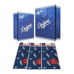 Los Angeles Dodgers MLB Gift Bags (2 Large,1 Medium) & Flat Gift Wrap (2) Combo Pack #1 by Pro Specialties Group