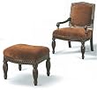 Coaster Accent Chair and Ottoman with Accented Carvings, Dark Brown Finish