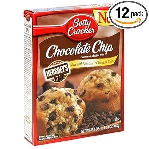 Betty Crocker Premium Muffin Mix, Chocolate Chip, 16.4-Ounce Boxes (Pack of 12)
