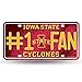 Rico Industries NCAA #1 Fan Metal License Plate Tag, Iowa State Cyclones , 6 x 11.5-inches