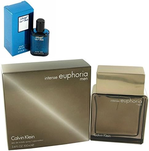 C K Ęuphøria Intense Cologne Perfume for Men 3.4 oz EDT and Davidoff Cool Water Mini 0.17oz Cologne