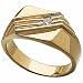 0.12Ct.T.W. Round Brilliant Cut Diamonds, 14K Yellow Gold. Men's Solitaire Diamond Ring