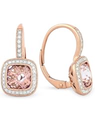 Natural 3.04ct Cushion-Cut Pink Amethyst Gemstone & Diamond Earring Set In 14K Rose-Gold Lever-Back