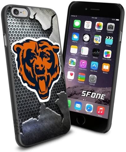Chicago Bears Football Team Crack Metal Iron BG Logo iPhone 6 4.7 inch Case Black Rubber Cover Protector
