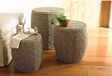 Seagrass Storage Ottomans (Coffee) (20H x 19W x 19D)
