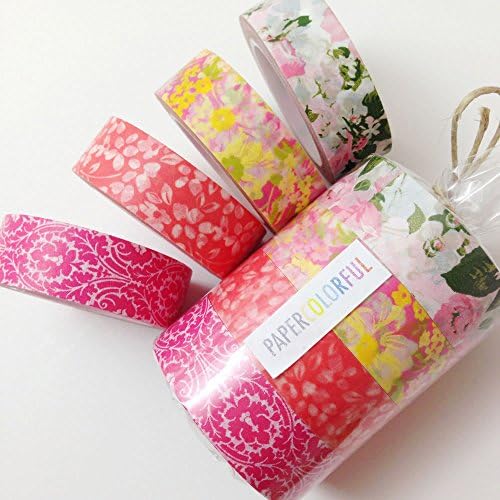 Flowers Washi Tape Gift Set of 4 Colorful Pretty Floral Paper Masking Tape Crafting, Gift Wrapping, and Scrapbooking - PaperColorful