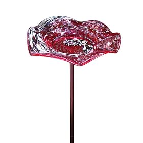 Illuminarie Swirl Bird Bath- Red by Echo Valley