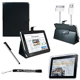Proffesional Office Portfolio with Horizontal stand, Melrose Leather Horizontal Flip iPad Case for the Apple iPad Wifi / 3G Model 16GB, 32GB, 64GB with Extra Pocket for Miscellaneous Accessories + Includes a eBigValue Determination Hand Strap Key Chain + Includes a Full Durable iPad Anti-Glare Screen Protector + Includes a Silver Graphic Designer Stylus Pen + Includes a USB Data Sync Cable to Transfer Picture, Music, Video and any type of Data to your iPad