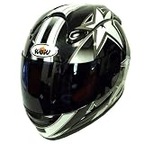 Motorcycle Street Bike Black Star Full Face Adult Helmet
