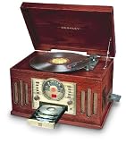 Crosley CR73-3 Celebrity 3-Disc Entertainment Center Audio System, Cherry