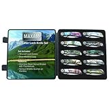 Maxam 10pc Liner Lock Knife Set Leymar Handle Surgical Stainless Steel Blade Protective Case