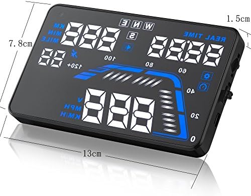 WYECLK Auto Car GPS HUD Head Up Display KM/h MPH Speeding Warning Windshield Project System With OBD2 Interface Plug &amp; Play 5.5" Screen