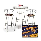 Chrome Bar Table & 2 Chrome 29" Chicago Bears NFL Fabric Seat Barstools