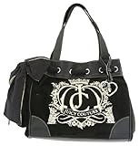 Authentic Juicy Couture Embroidery JC Crown Floral Wreath Daydreamer Bow Black Bag (0410)