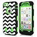 KINGCOOL 3in1 New Chevron Wave Design Armored Hybrid PC & Silicone Case Combo for Apple iPhone 5C (Green)