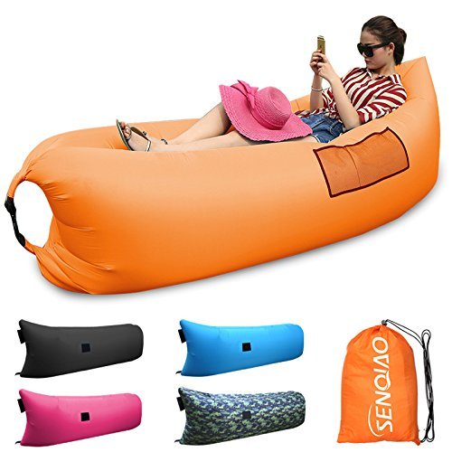 SENQIAO -Inflatable Lounger Air Filled Balloon Furniture, Hangout Bean Bag, Outdoor or Indoor Air Sleeping Sofa, Couch, Portable Waterproof Compression Sacks for Camping, Beach, Park, Backyard