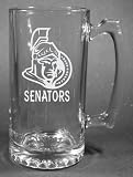 NHL Ottawa Senators Laser Etched 27oz Glass Beer Mug