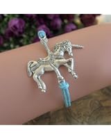 Sliver The Unicorn Skyblue Charms Leather Bracelet