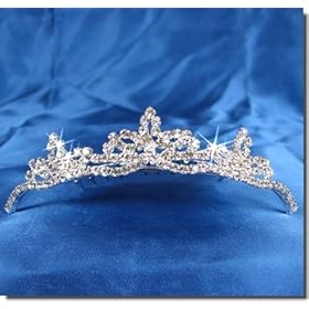 Bridal Wedding Tiara Comb With Three-Crystal Center 42774