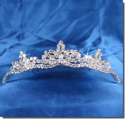 Bridal Wedding Tiara Comb With Three-Crystal Center 42774
