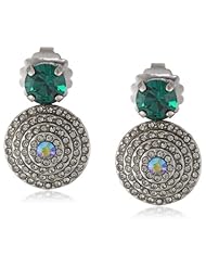Sorrelli "Viridescence" Crystal Pave Silver-Tone Post Drop Earrings