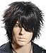 PW128M Neu Herren Schwarz Kurze Spitze Partei Perücke Wig 34CM